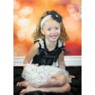  Mother's Day Black Baby Pettitop with Cream White Ruffles & Black Bow with Sparkle Crystal Bling Rhinestone Mommy's BFF Print with Black Bow Cream White Petal Newborn Pettiskirt NG1527 